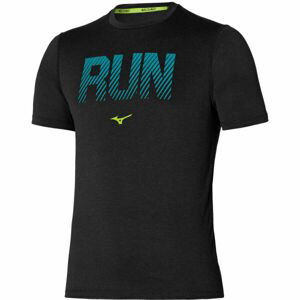 Mizuno CORE GRAPHIC RUN TEE Pánské funkční triko s krátkým rukávem, černá, velikost XL