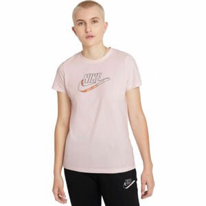 Nike NSW TEE FUTURA W Dámské tričko, Růžová,Černá, velikost XS