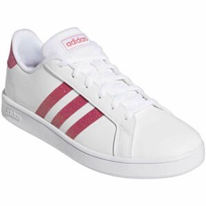 adidas GRAND COURT K Dětská volnočasová obuv, Bílá,Růžová, velikost 30