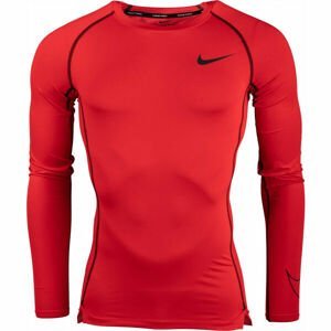 Nike NP DF TIGHT TOP LS M Pánské triko s dlouhým rukávem, červená, velikost M