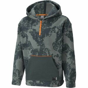 Puma ALPHA HOLIDAY HALF-ZIP HOODED Chlapecká mikina, tmavě zelená, velikost