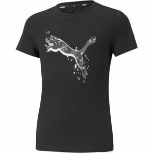 Puma ALPHA TEE G Dívčí triko, Černá,Šedá,Stříbrná, velikost 152
