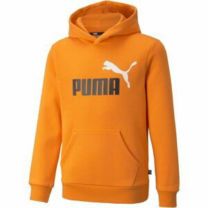 Puma ESS + 2 COL BIG LOGO HOODIE FL B Chlapecká mikina, Oranžová,Bílá,Černá, velikost 152