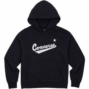 Converse SCRIPTED LOGO FLEECE HOODIE Dámská mikina, Černá,Bílá, velikost XS