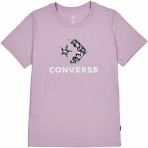 Converse FLORAL STAR CHEVRON GRAPPHIC TEE Dámské tričko, Fialová,Bílá,Černá, velikost