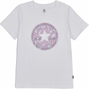 Converse FALL FLORAL PATCH GRAPPHIC TEE Dámské tričko, Bílá,Růžová, velikost S