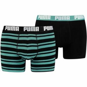 Puma HERITAGE STRIPE BOXER 2P Pánské boxerky, Černá,Tyrkysová,Bílá, velikost XL