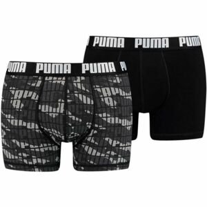 Puma MEN CAMO BOXER 2P Pánské boxerky, Černá,Bílá,Tmavě šedá, velikost M
