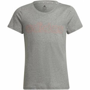 adidas LIN T Dívčí tričko, Šedá,Růžová, velikost 152