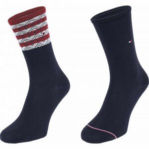 Tommy Hilfiger WOMEN SEASONAL TENCEL SOCK 2P FOLK STRIPE Dámské ponožky, tmavě modrá, velikost 35-38