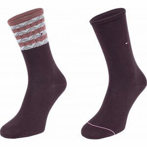 Tommy Hilfiger WOMEN SEASONAL TENCEL SOCK 2P FOLK STRIPE Dámské ponožky, hnědá, velikost 35-38