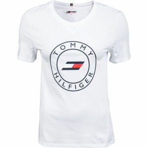 Tommy Hilfiger SLIM ROUND GRAPHIC C-NK TEE SS  XS - Dámské tričko