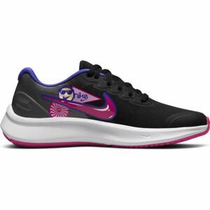 Nike STAR RUNNER 3 Dětská sportovní obuv, Černá,Růžová,Fialová,Bílá, velikost 3.5Y