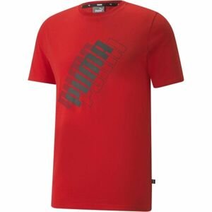 Puma POWER LOGO TEE Pánské triko, Červená,Tmavě šedá, velikost