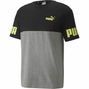 Puma POWER COLORBLOCK TEE Pánské triko, Černá,Šedá,Zelená, velikost L