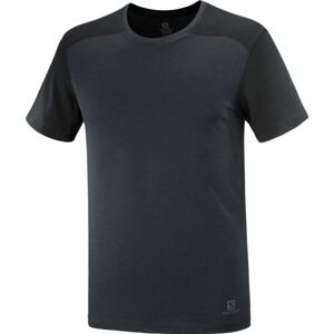 Salomon ESSENTIAL COLORBLOC Pánské triko, černá, velikost M
