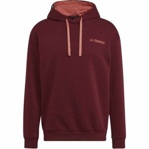 adidas TX LOGO HOODY Pánská outdoorová mikina, vínová, velikost L