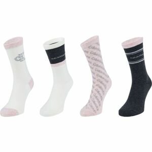 Calvin Klein WOMENS 4PK MULTI LOGO DRESS CREW GIFTBOX EVE Dámské ponožky, mix, velikost UNI