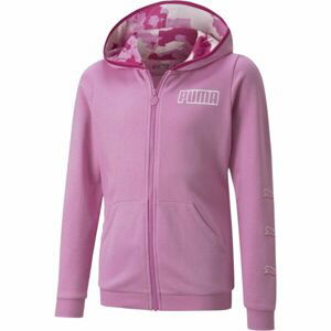 Puma ALPHA FULL -ZIP HOODIE TR Dívčí mikina, Růžová,Bílá, velikost