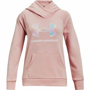 Under Armour RIVAL LOGO HOODIE Dívčí mikina, lososová, velikost L