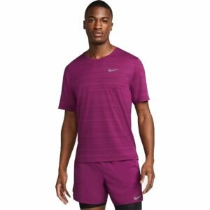 Nike DRI-FIT MILER Pánské běžecké tričko, Vínová,Šedá, velikost M