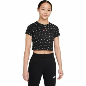 Nike NSW TEE CROP SWOOSHFETTI Dívčí top, černá, velikost XL