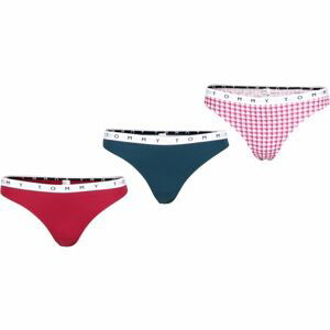 Tommy Hilfiger COTTON 3 PACK-3P THONG PRINT Dámská tanga, červená, velikost