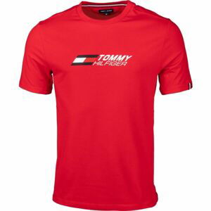 Tommy Hilfiger ESSENTIALS BIG LOGO S/S Pánské triko, červená, velikost M