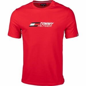 Tommy Hilfiger ESSENTIALS BIG LOGO S/S Pánské triko, červená, velikost XL