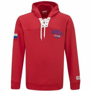 CCM FLAG HOODIE TEAM RUSSIA Červená L - Pánská mikina