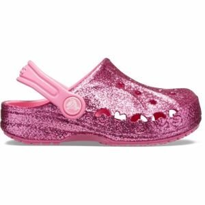 Crocs BAYA GLITTER CLOG Dětské pantofle, Růžová, velikost C12