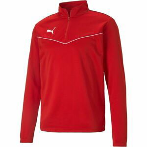 Puma TEAMRISE 1 4 ZIP TOP Pánská mikina se zipem, červená, velikost L