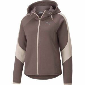 Puma EVOSTRIPE FULL ZIP HOODIE Dámská mikina, hnědá, velikost