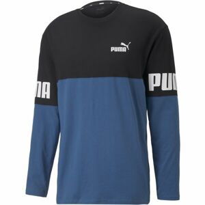 Puma POWER COLORBLOCK LONG SLEEVE TEE Pánské triko, modrá, veľkosť M