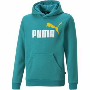 Puma ESSENTIALS + BIG LOGO HOODIE Chlapecká mikina, zelená, velikost