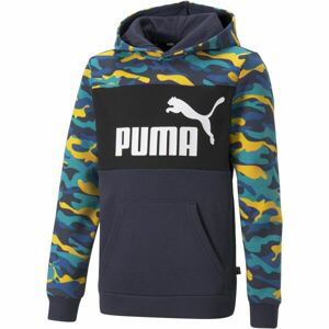 Puma ESS+CAMO HOODIE FL B Dětská mikina, tmavě modrá, velikost 128