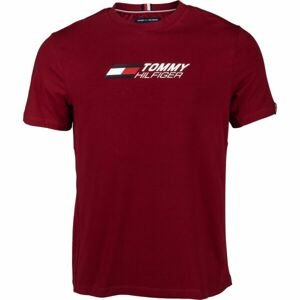 Tommy Hilfiger ESSENTIALS BIG LOGO S/S TEE Pánské tričko, vínová, velikost XL