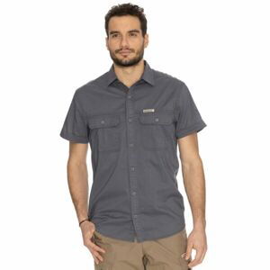 BUSHMAN Pánská košile s krátkým rukávem Pánská košile s krátkým rukávem, tmavě šedá, velikost XL