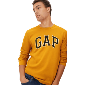 GAP V-INTX WAFFLE CREW LOGO Pánské tričko s dlouhým rukávem, žlutá, velikost L